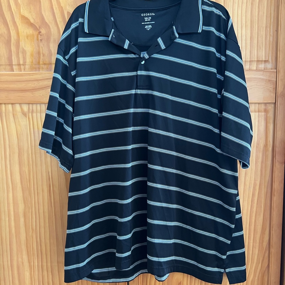 George Men's Polo Shirt with Black and Gray Stripes